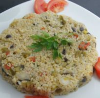 taze soğanlı patlıcanlı bulgur pilavı